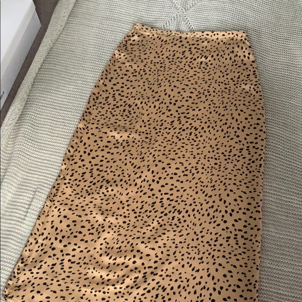 Forever 21 Satin Leopard Print Midi Skirt